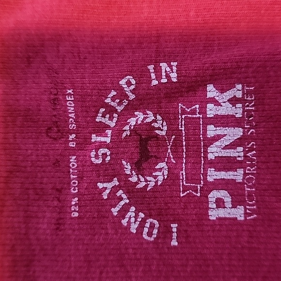 Pink VS I Only Sleep In Pink Ribbed Racerback Tank Top. Size: S - Picture 4 of 8